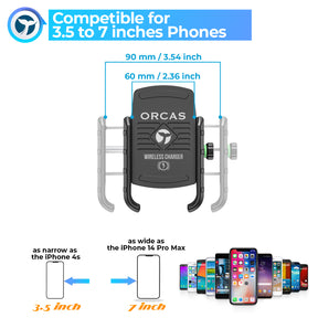 Orcas Motorbike Phone Holder Wireless Charger - Extended 1 inch Ball Mount